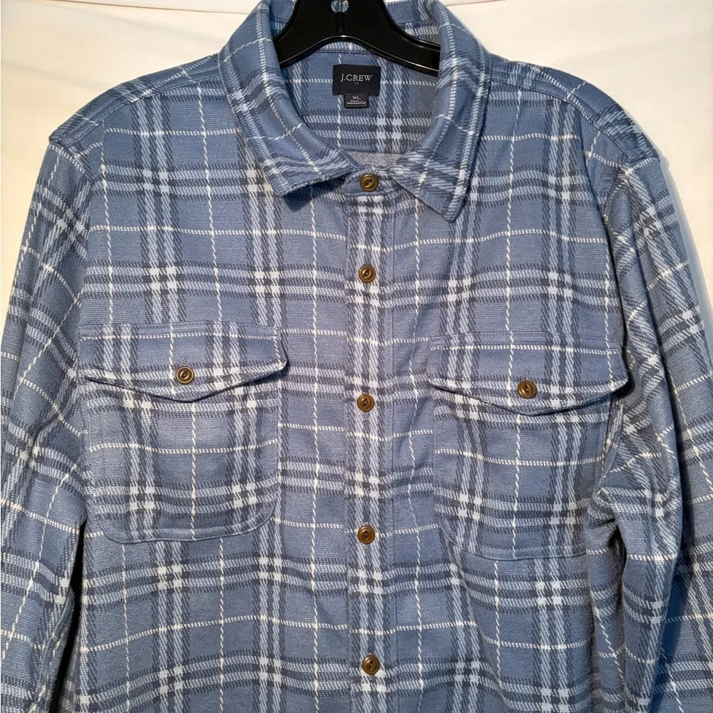 J.Crew Light Blue Plaid Flannel shacket jacket size XL
